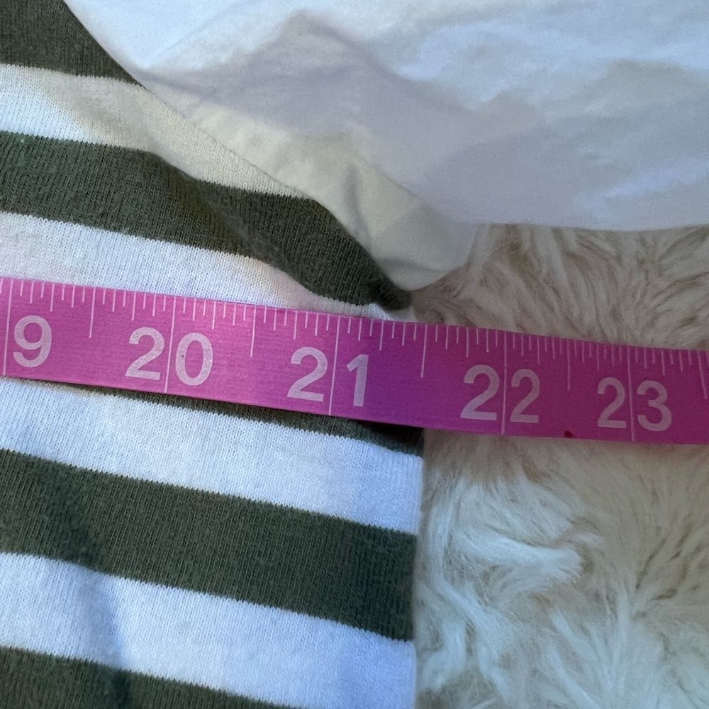 Talbots Green White Striped Blouse XL Button Detail Shirt Preppy Coastal Classic - Picture 6 of 10